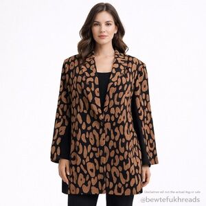 Joseph Ribkoff XL–2XL Oversized Leopard Print Blazer Jacket | Made in Canada